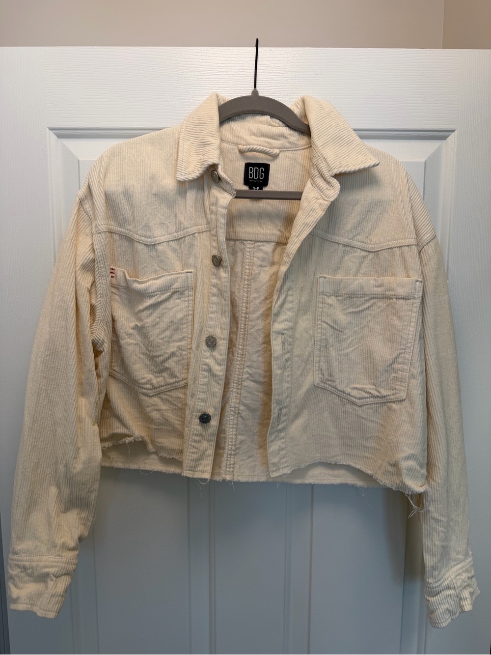 BDG Cream Corduroy Boxy Crop Jacket